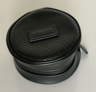 Bottega Veneta Black Perforated Round Compact Pouch 572037 Italy NWT $410
