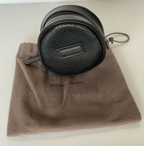 Bottega Veneta Black Perforated Round Compact Pouch 572037 Italy NWT $410