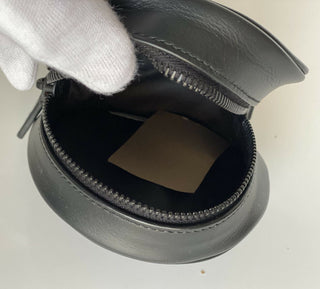 Bottega Veneta Black Perforated Round Compact Pouch 572037 Italy NWT $410