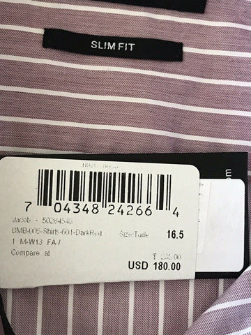 Hugo Boss Mens Jacob Slim Fit Tailored Red Dress Shirt Size 42/16.5 NWT $235