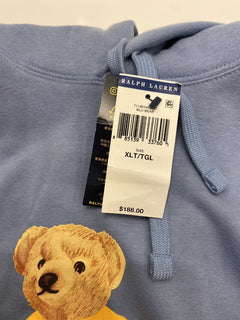 Polo Ralph Lauren Long Sleeve Bear Sweater with Hoodie Blue XLT/TGL New $188