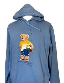 Polo Ralph Lauren Long Sleeve Bear Sweater with Hoodie Blue XLT/TGL New $188