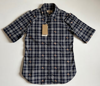 Burberry Women's Navy Checks Button-Up Shirt 4 US (6 UK) NWT $350