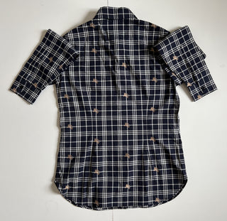 Burberry Women's Navy Checks Button-Up Shirt 4 US (6 UK) NWT $350
