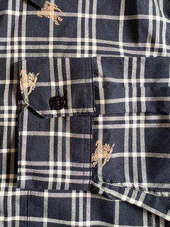 Burberry Women's Navy Checks Button-Up Shirt 4 US (6 UK) NWT $350
