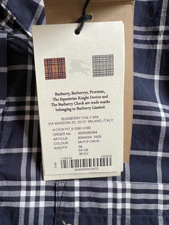 Burberry Women's Navy Checks Button-Up Shirt 4 US (6 UK) NWT $350