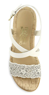 Salvatore Ferragamo Gioela Raffia & Leather Platform Wedge Sandals 10 New $695