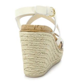 Salvatore Ferragamo Gioela Raffia & Leather Platform Wedge Sandals 10 New $695