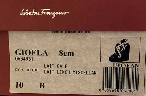 Salvatore Ferragamo Gioela Raffia & Leather Platform Wedge Sandals 10 New $695