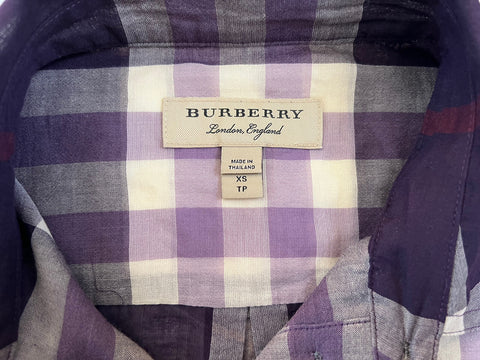 Burberry Women's Regency Purple Cotton Button-Up Shirt XS NWT $350