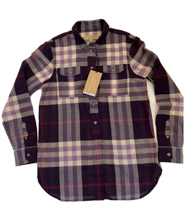 Burberry Women's Regency Purple Cotton Button-Up Shirt XS NWT $350