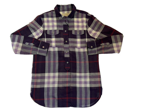 Burberry Women's Regency Purple Cotton Button-Up Shirt XS NWT $350