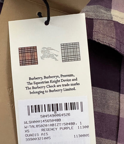 Burberry Women's Regency Purple Cotton Button-Up Shirt XS NWT $350