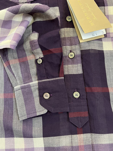 Burberry Women's Regency Purple Cotton Button-Up Shirt XS NWT $350