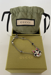 GUCCI Bosco & Orso Sterling Silver 925 Bracelet with Crystals 17 5024538 New