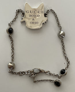 GUCCI Bosco & Orso Sterling Silver 925 Bracelet with Crystals 17 5024538 New