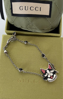 GUCCI Bosco & Orso Sterling Silver 925 Bracelet with Crystals 17 5024538 New