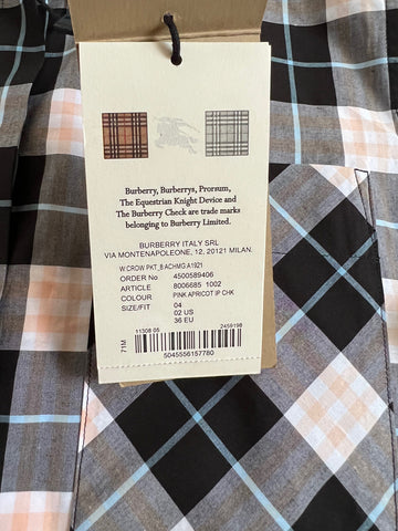 Burberry Women's Pink Apricot Cotton Button-Up Shirt 2 US (4 UK) NWT $350
