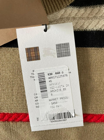 Burberry Little Girl's & Girl's Leeta Wool Cashmere Beige Dress 6 NWT $450