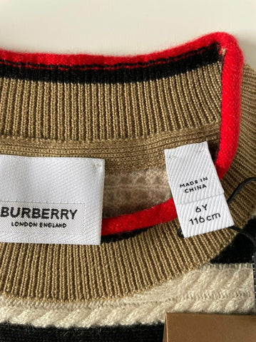 Burberry Little Girl's & Girl's Leeta Wool Cashmere Beige Dress 6 NWT $450