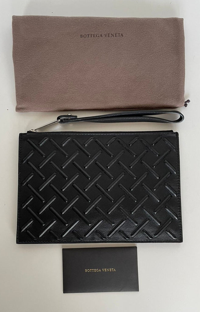 Bottega Veneta Nappa19 Graphic Black Leather Pouch Case 592643 Italy NWT $750