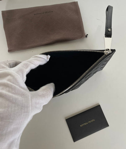 Bottega Veneta Nappa19 Graphic Black Leather Pouch Case 592643 Italy NWT $750