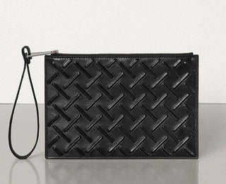 Bottega Veneta Nappa19 Graphic Black Leather Pouch Case 592643 Italy NWT $750