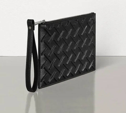 Bottega Veneta Nappa19 Graphic Black Leather Pouch Case 592643 Italy NWT $750