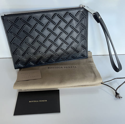 Bottega Veneta Nappa19 Graphic Black Leather Pouch Case 592643 Italy NWT $750