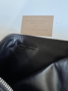 Bottega Veneta Nappa19 Graphic Black Leather Pouch Case 592643 Italy NWT $750