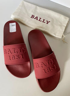 Bally Men's Slide Rubber Red Sandals 9 US NIB $185