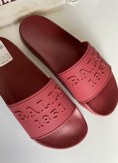 Bally Men's Slide Rubber Red Sandals 9 US NIB $185