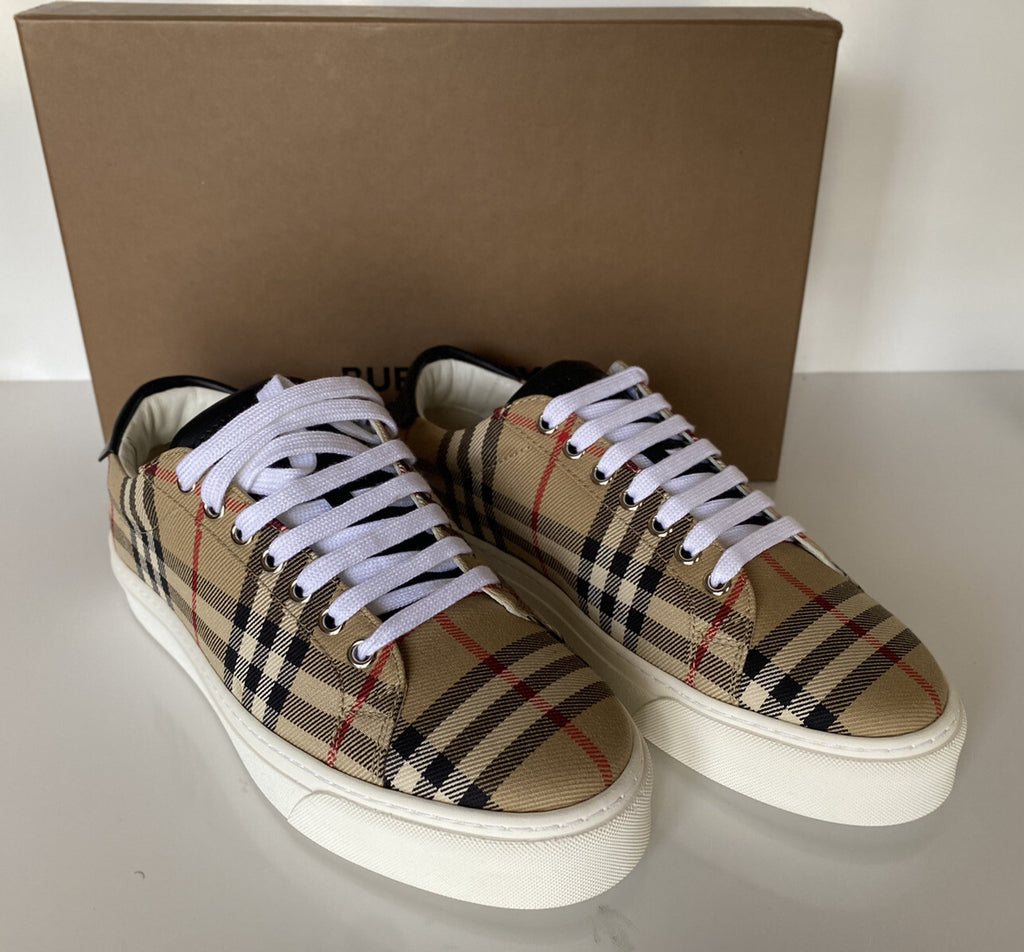 Burberry Men's Rangleton Check Beige Low Top Sneakers 6 US (39 Eu) 8038185 NIB