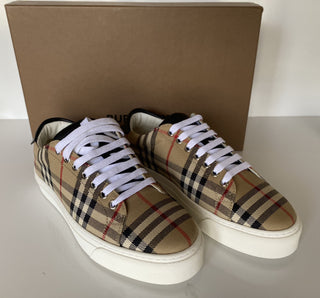 Burberry Men's Rangleton Check Beige Low Top Sneakers 6 US (39 Eu) 8038185 NIB