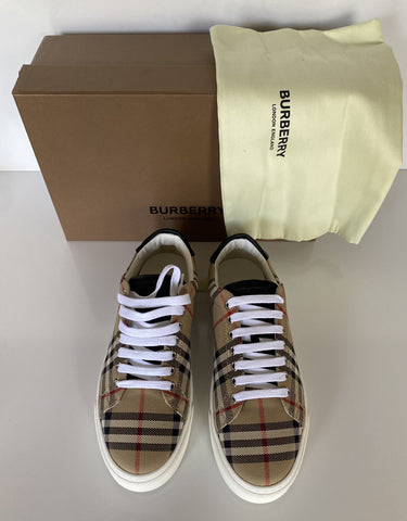 Burberry Men's Rangleton Check Beige Low Top Sneakers 6 US (39 Eu) 8038185 NIB
