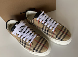 Burberry Men's Rangleton Check Beige Low Top Sneakers 6 US (39 Eu) 8038185 NIB