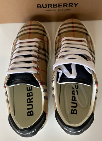 Burberry Men's Rangleton Check Beige Low Top Sneakers 6 US (39 Eu) 8038185 NIB