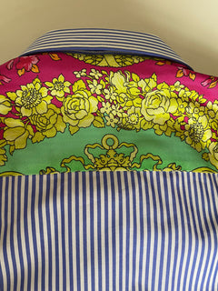 Versace Blue Stripe and Graphic Print Dress Shirt Size 41 A83115 Italy NWT $795