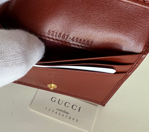 Gucci Horsbit 1955 Mini Brown/Red Leather Wallet Made in Italy 621887 New