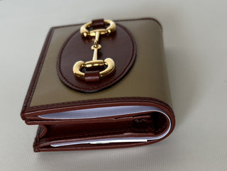 Gucci Horsbit 1955 Mini Brown/Red Leather Wallet Made in Italy 621887 New