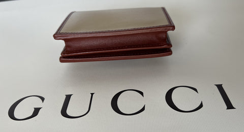 Gucci Horsbit 1955 Mini Brown/Red Leather Wallet Made in Italy 621887 New