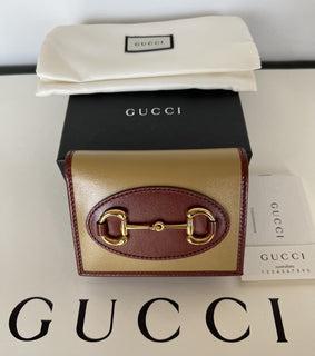 Gucci Horsbit 1955 Mini Brown/Red Leather Wallet Made in Italy 621887 New