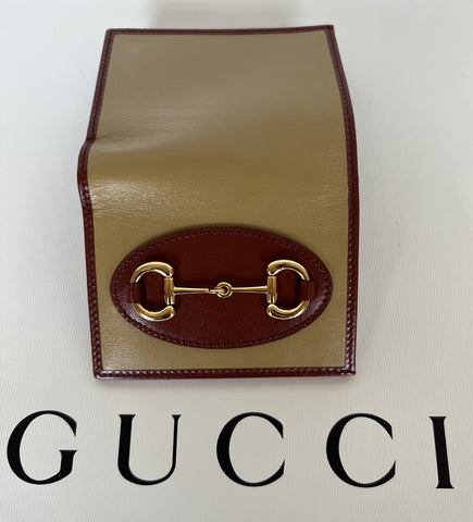 Gucci Horsbit 1955 Mini Brown/Red Leather Wallet Made in Italy 621887 New