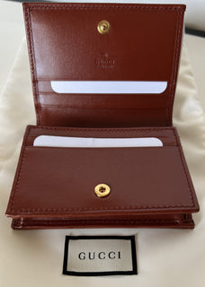 Gucci Horsbit 1955 Mini Brown/Red Leather Wallet Made in Italy 621887 New