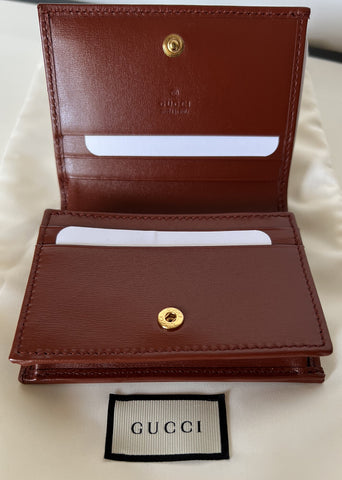 Gucci Horsbit 1955 Mini Brown/Red Leather Wallet Made in Italy 621887 New