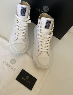 Versace White Palladium High-top Canvas Sneakers 12.5 US (45.5 Euro) DSU8403