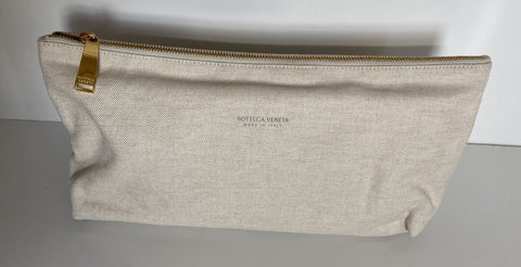 Bottega Veneta Canvas Cosmetic Case Pouch Natural Color 613409 Italy NWT $380