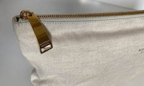 Bottega Veneta Canvas Cosmetic Case Pouch Natural Color 613409 Italy NWT $380