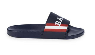 Bally Men's Slide Rubber Blue Simon Logo Sandals 8D US 6234035 NIB $195