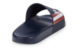 Bally Men's Slide Rubber Blue Simon Logo Sandals 8D US 6234035 NIB $195